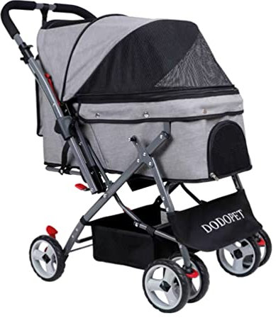 Hundewagen Hundebuggy Faltbarer Haustier-Spaziergänger, Kleiner Und Mittlerer Hunde-Katzen-Haustier-Jogging-Kinderwagen, Haustierkarren Outdoor-Reisesystem (Color : Gray-1)