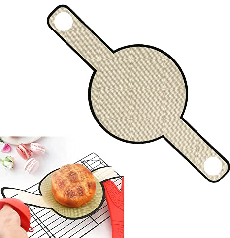 YAANBUNB Silicone Bread Sling for Dutch Oven, 21cm Dutch Oven Liner Reusable Bread Baking Mat Non-Stick Round Bread Baking Sheets Transfer Sourdough Mat with Long Handle for Easy Dough Transfer