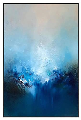LCDIUDIU Acrylbilder Auf Leinwand Handgemalt, Abstrakte Blaue Textur Impressionismus Moderne Kunstwerke Rahmenlose Handgemalte Ölgemälde Auf Leinwand Wandkunst Für Wohnzimmer Schlafzimmer B