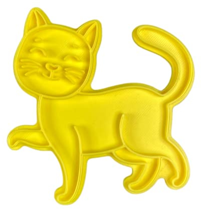 The Cookie Cutter Hub 9cm Cat Cookie Cutter and Matching Embosser for Cookies Biscuits Clay Baking Decoration