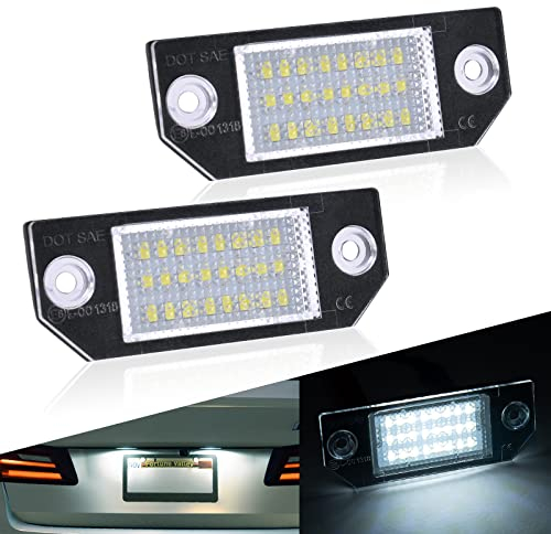 URAQT2 Piezas Lámpara de Luz de Matrícula, 12V Luz de Matrícula LED 3528-SMD Canbus, 6500K Blanco Luz de Placa del Auto para 2003-2007 F/ord Focus C-MAX I 03 y 2003-2008 F/ord Focus MK2 03-08