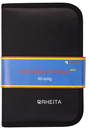 Rheita 409-01SZ 60-teiliges Schüleretui, schwarz, abwaschbares Material