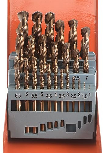 sourcing map 25pcs Cobalt Drill Bit Set 25 Sizes 1mm-13mm Drilling Dia Twist Drills Round Shank Bits for Steel, Aluminum, Copper, Soft Alloy Steel, Wood, Plastic