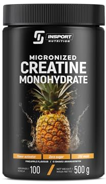 Creatin Monohydrat Pulver Ananas Geschmack 500 g – mit Taurin & Vitamin B6 – Kreatin Supplement für Muskelaufbau, Energie & Leistungsfähigkeit im Training