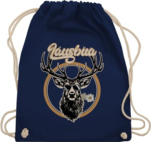 Turnbeutel Rucksack - Kompatibel mit Oktoberfest Tasche - Lausbua Hirsch Hirschgeweih Lausbub - Unisize - Navy Blau - trachtenrucksack bayrische trachtentaschen bayrisch oktoberfest-tasche bayern