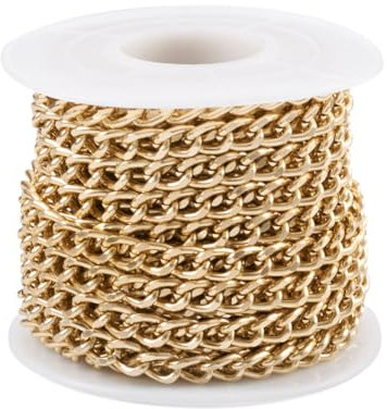 Boutigem Catene a maglia barbazzale in alluminio, 5 m, non saldate, intrecciate, ovali, 7 x 5 x 1,5 mm, per la creazione di gioielli fai da te (CHA-TAC0005-01G-BG-EU)