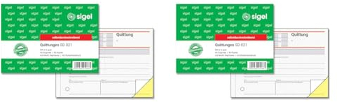 SIGEL SD021 Quittungsblock A6 quer, 2x40 Blatt, selbstdurchschreibend, 1 Stück (Packung mit 2)