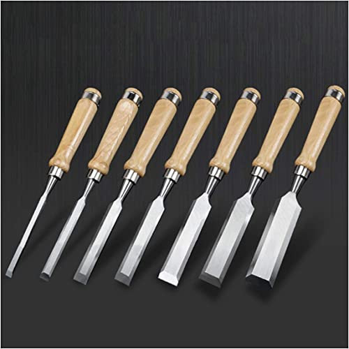 BomDog Drehmeißel, Holzmeißel-Set, Stahlkonstruktion, Fraxinus Mandshurica Mit Hammerende Für, Schnitzmesserkopfbreite – 8 Mm Bis 32 Mm, 7-Teiliges Set