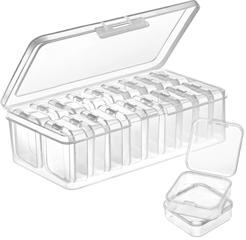 Qualsen 18 Piezas Cajas de Accesorios para Pintura Diamantes, Caja Diamond Painting Organizador de Plastico Transparente Caja Almacenaje con Tapa para Joyas, DIY, Abalorios, Anillos