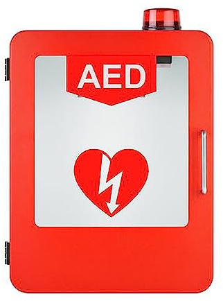 AED Defibrillator Storage Cabinet, Wall-Mounted Plastic Cardiac Defibrillation Alarm Box First Aid Cabinet with Alarm System, Corrosion-Resistant and Non-Toxic, for Office, Hospital