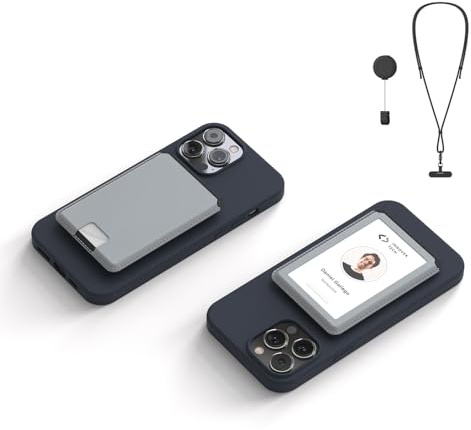 SleekStrip DuoFlip Klappbarer magnetischer Ausweishalter aus Leder für MagSafe mit Umhängeband