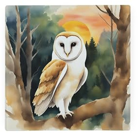 Purely Home Dessous de plat en forme de hibou - Cadeau/cadeau en verrerie d'art de la faune britannique - Protection de plan de travail pour planche à découper/à découper de cuisine avec pieds antidér