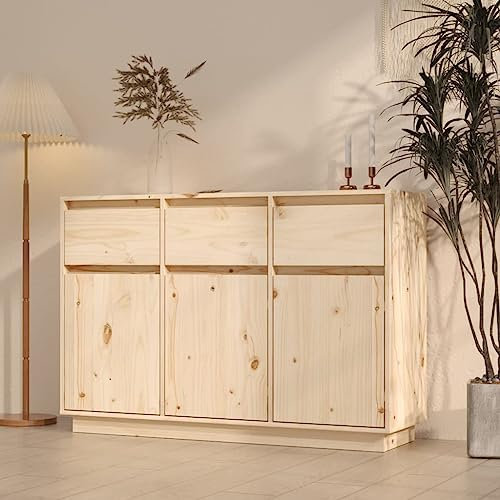 HETFTJN Buffet, armoire de cuisine, armoire de pharmacien, armoire à linge, commode pour salle de bain, cuisine, bureau, chambre à coucher, 110 x 34 x 75 cm, en pin massif