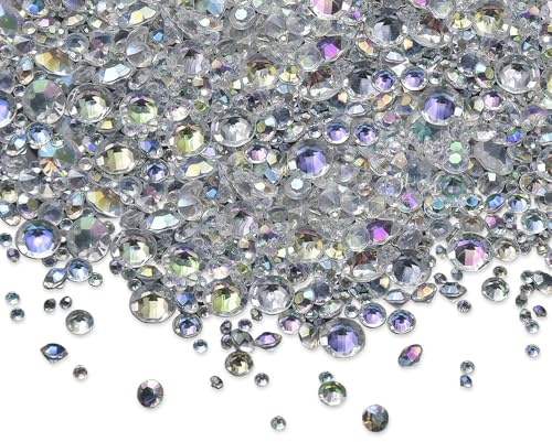 4000 pz Strass Acrilici Cristalli Decorativi Diamanti Acrilico Trasparente Diamanti Decorative Cristalli Diamante Acrilico Diamantini Decorativi ，Adatto Riempitivo per vasi(diamante bianco fantasia)