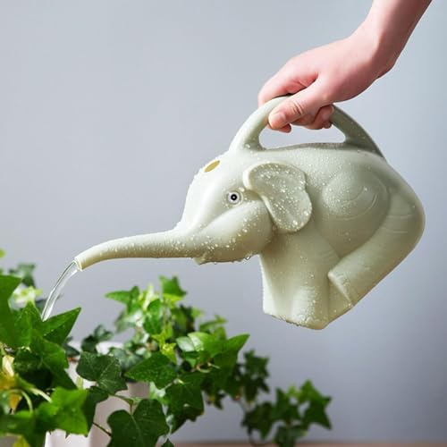 Regadera de de elefante de 2 litros para interiores, regadera pequeña para plantas de interior, regadera de interior para animales, con boca larga, para patio, césped, jardinería, plantas,