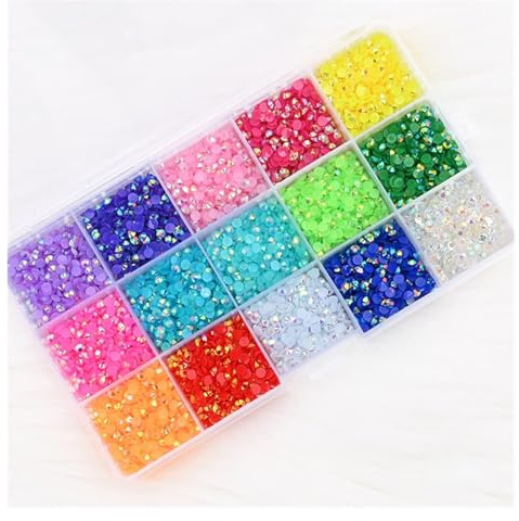 Aqxyedc 24000pcs Resin 3 mm Réparation non chauffante Régiles de réparation (24 * 1000) Couleur de gelée mélangée art des paillettes à paillettes plates wanglan(Color:15gird 4mm)