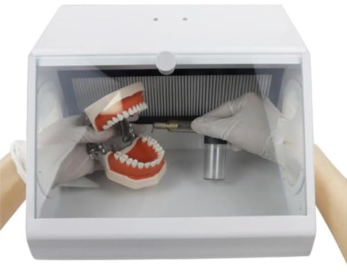 GJBMXSM Dental Grinding Polishing Box, Sandblasting Protector Lapping Dust Proof Box, Dental Sandblaster Dust Collector Box, Dental Lab Sandblaster Vacuum Dust Extractor
