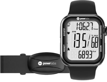 Powr Labs Chest Strap Heart Rate Monitor & Sportswatch for Tracking Exercise, Heart Rate, Steps | Sports Watch HRM with Pedometer