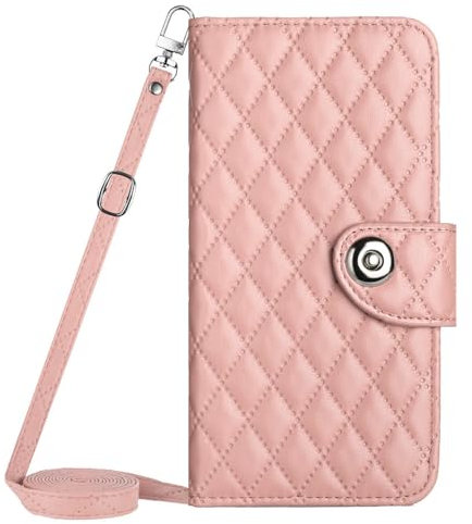 Xishuicl Borsa a tracolla per iPhone 13 min, in pelle PU, con cavalletto, cinturino da polso, con fessure per carte di credito, per iPhone 13 minuti, oro rosa