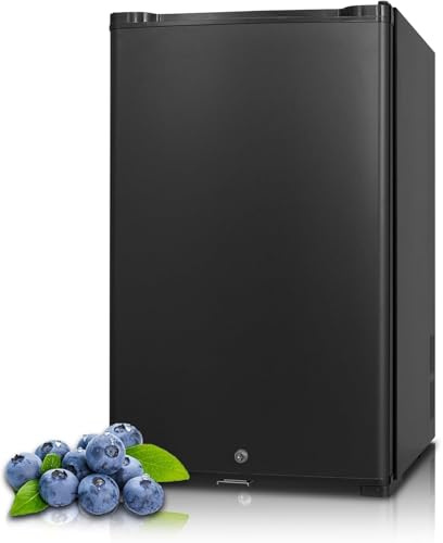 Techomey Frigo 12V, Frigo Camping Car 12V 220V, avec Serrure, Silencieux, 50L, 0-10℃, Réfrigérateur pour Caravane, Maison, Camping, Voiture, Noir