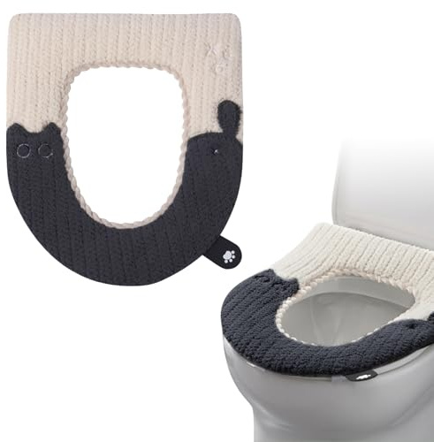 Bncxdc Beheizbare Klobrille, Toilettensitzbezug, Toilettensitz Wärmer, Wiederverwendbar Beheizter Toilettensitz, Waschbar Wc-Sitzbezug (Schwarz)