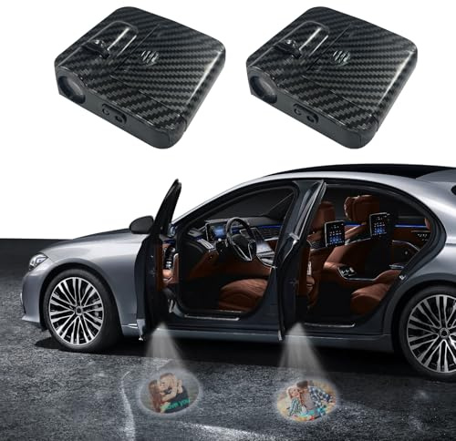 Proiettore Personalizzato per Portiera Auto, 2 Pezzi Luce Ombra Fantasma | Luce Auto con Foto e Scritta Personalizzata, Luci di Benvenuto LED Wireless di Cortesia, per Tutte le Auto, Infrarossi