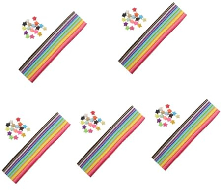 NUOBESTY 5 Sätze Wunschflasche Origami Bastelkasten Buntpapier Manifold Origami Dekorpapier Stern Aus Papier Streifen Kleines Origami-papier Papiersterne Weihnachten Colorful 540 Stück * 5