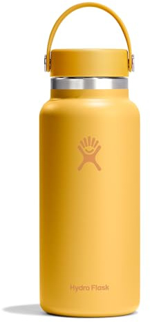 Hydro Flask – Wide Flex Cap 946 ml (32 oz) Bottle – Stainless Steel, Leakproof – Insulated Cold 24 Hrs & Hot 12 Hrs – Sunbeam