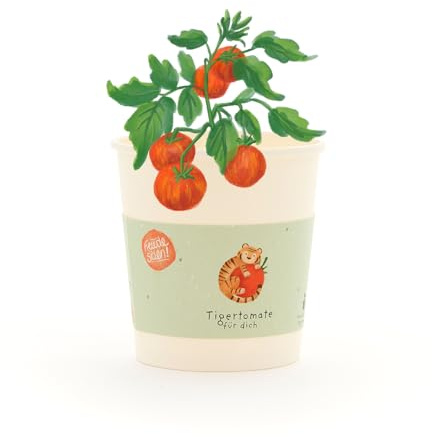 Tigertomaten-Anzuchtset als lustiges Geschenk | Anzuchtbecher mit Tigertomaten-Saatgut, Kokos-Quelltablette & Anleitung | Nachhaltige Geschenkidee für Geburtstage, Dankeschön & Aufmunterung