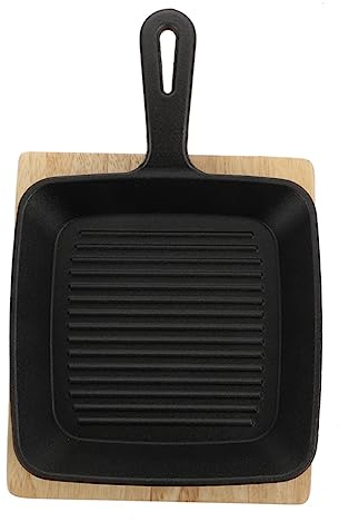 Zerodeko Poêle Fonte Avec Planche Bois Ustensiles De Cuisine Poêle De Restaurant