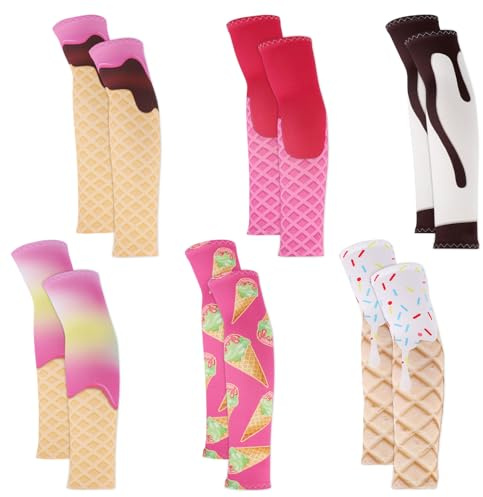 Mikovivi 6 Paia Manica a Braccio con Motivo Gelato, Manicotto a Compressione Protezione Solare Traspirante Rinfrescante Manicotti da Baseball per Bambini Sport Calcio Golf