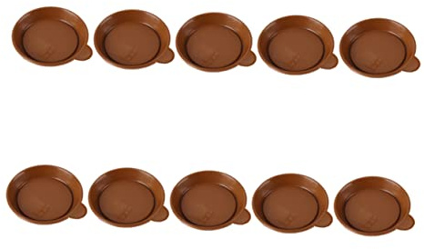 CIYODO Sottovaso per Vasi di Piante in Plastica 10 Pezzi Maniglia, Diametro 6,8 Cm, per Piante Grasse e Bonsai, Protezione Superfici e Mantenimento umidità, Colore caffè