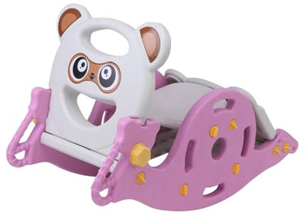 CoudarTitie Toboggan Bébé 3 En 1, Balançoire, Toboggan pour Enfants pour L'intérieur et L'extérieur, avec Panier de Basket, Aire de Jeux D'escalade Pl, Rose