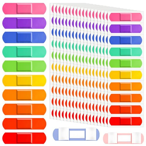 180Pcs Kids Bandages Bulk, Children's Colorful Flexible Adhesive Bandages 10 Colors Neon Waterproof Breathable Strip Protect Cuts and Scrapes for Children Toddlers, 2.83'' x 0.75''