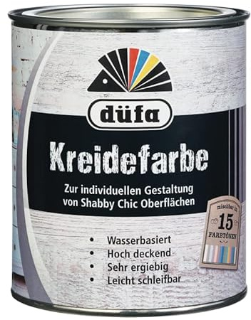 düfa Kreidefarbe Weiß 750ml | Hochdeckende Shabby Chic Möbel Farbe, Wasserbasiert & Leicht Schleifbar | Für Used-Look & Individuelle Gestaltung von Oberflächen