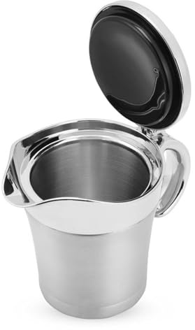 Salsera de acero inoxidable con tapa con bisagras, doble pared, aislada, para carne de res, para carne, salsa, utensilios de cocina, fácil de verter