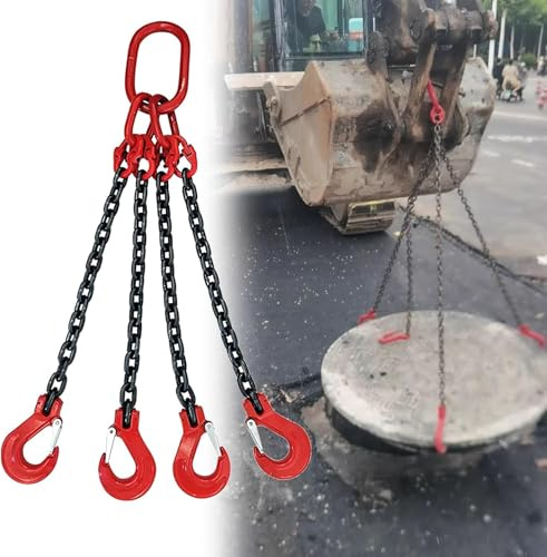 Strapazierfähige Hebeketten für Ausrüstung, 4-Punkt-Hebegeschirr, 299,7 cm Motorhebeketten, schwere Ausrüstung, langlebiges Hebezubehör, 3 m starke Ausrüstung