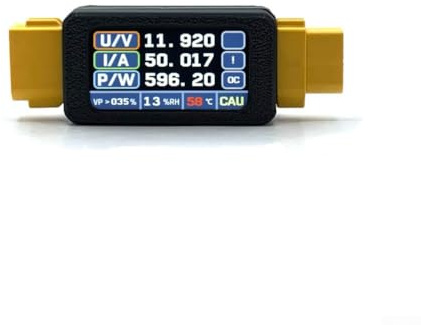 per XT60 amperometro bidirezionale misuratore di potenza con tensione, corrente, temperatura e umidità per test batteria RC, 30A continuo, picco 80A, display a colori da 1,44 pollici, DC 5-34V