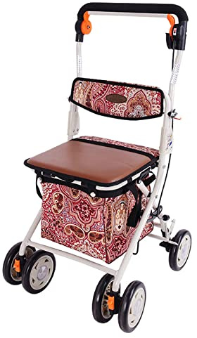 Faltbarer Rollator, Gehgestell mit Rädern, Mobilität for Erwachsene, aufrechte, Senioren Sitz, 360°-Universalrad, Einkaufswagen