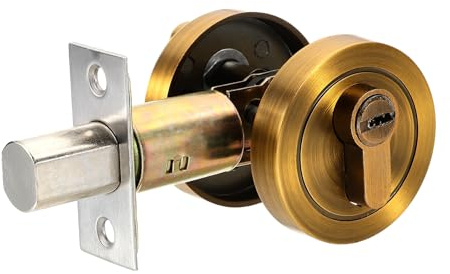 QUARKZMAN Cerradura De Pomelo Redondo De Seguridad De 2-3/8 A 2-3/4 | Cerradura De Seguridad De Acero Inoxidable De Un Solo Cilindro, Con Pestillo Ajustable, Para Puertas De 1-3/8