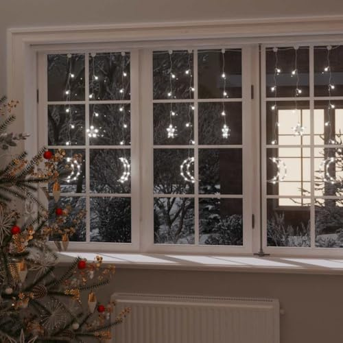 Genérico Luces Estrella y Luna 138 Leds Blanco frío con Control Remoto, Luces de Navidad Blanco frío,328795