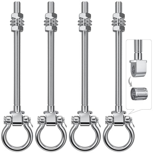 4Pcs Ganci per Altalena 304 Acciaio Inox Antiruggine Permanente con Cuscinetti a Sfera, Viti M10 x 9 Pollici 1800 lb per Corde Yoga, Anello Aereo, Sacco da Boxe & Sacco di Sabbia