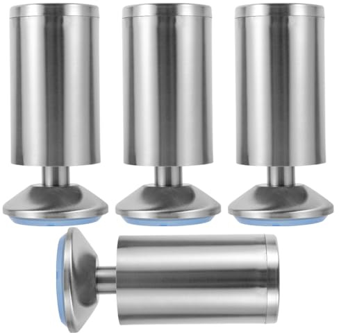 ULTECHNOVO 4 Pcs Adjustable Furniture Legs 120mm, Stainless Steel Kitchen Cabinet Feet, Heavy Duty Round Sofa Support for Diy Projects, Replacement Metal Uprights for Cupboard & Worktop, Silver