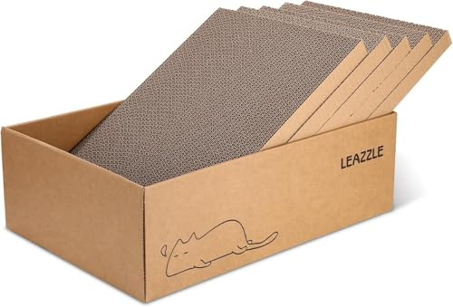 Rascador para gatos con 5 rascadores, cartón de alta calidad, doble cara, resistente, 43,5 x 29,5 x 14 cm