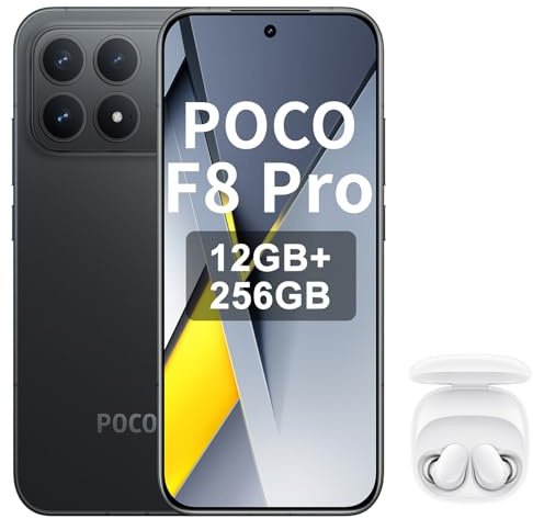 XIAOMI Poco F8 Pro 5G Smartphone, 12 + 256 GB, Dreifachkamera mit 50 MP mit OIS, 120 Hz AMOLED-Display, Snapdragon 8 Elite, Schwarz,Included Earphone
