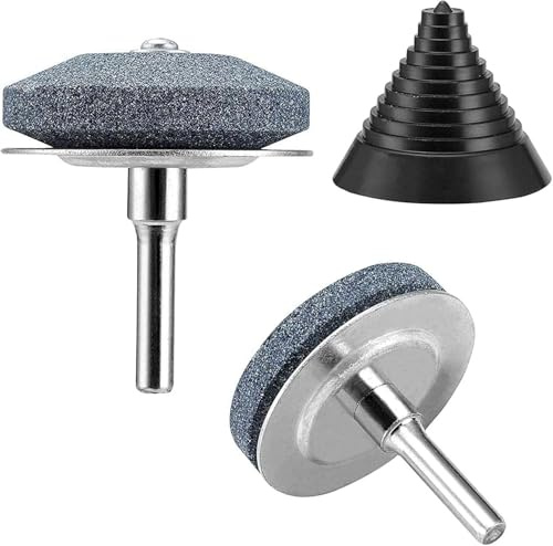 LINGMING 2 aiguiseurs de lames de tondeuse à gazon et 1 kit d'équilibrage, ensemble de pierres à aiguiser universelles pour perceuses électriques, outil de jardin pour aiguiser les lames-Ling