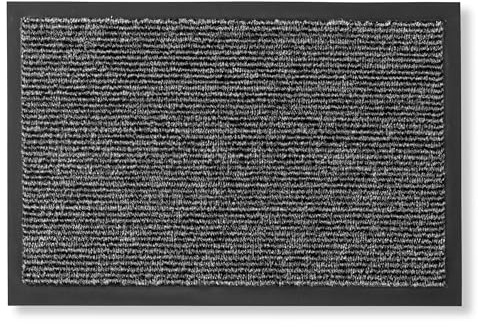 Carpido Fußmatte innen - rutschfeste Türmatte für Eingangsbereich - Sauberlauf wasserabweisend - Pflegeleichte Schmutzfangmatte 80 x 120 cm grau