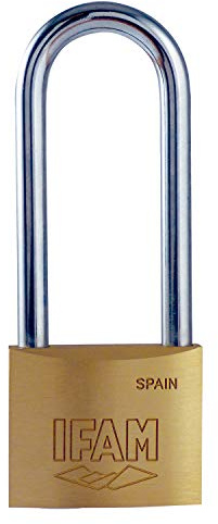 IFAM Candado Serie K, Modelo K40AEL, Arco Extra Largo, 40mm, De Latón, Con Llave, Apto para Interiores y Exteriores, Para taquillas de Gimnasio, Puertas, Armarios, Cajones, Maletas o Mochilas