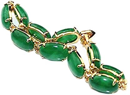yigedan Äggformat grönt jade & bärnstensarmband, 18 kg guldpläterad, 18-20 cm, handgjord, 7 8 inch, Jade Amber, Jade