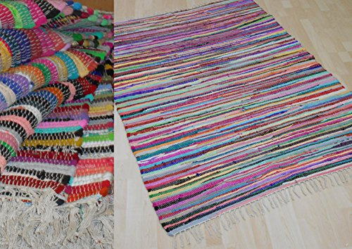 MB Warenhandel24 Fleckerl MALMÖ Multicolor Baumwolle Handweb Teppich viele Größen erhältlich NEU (ca. 80x350 cm)
